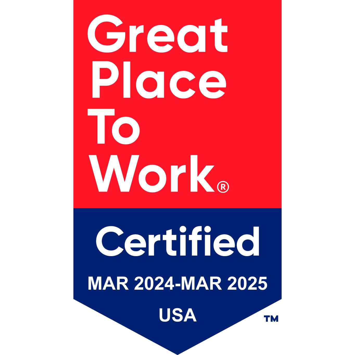 Great Place to Work March 2022 - March 2023 USA Award